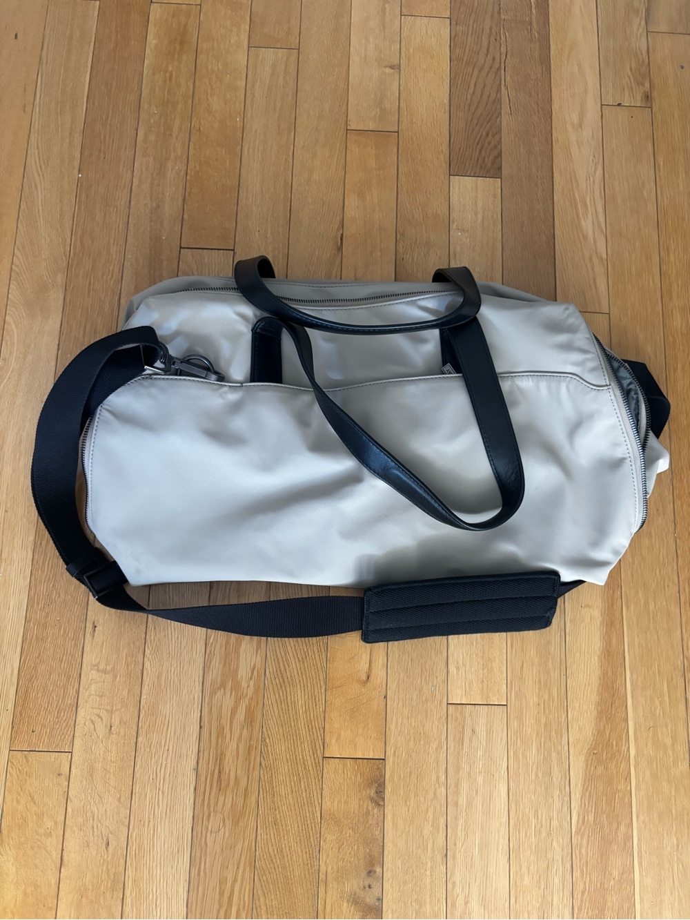 Away Cream Travel Duffel with Black Leather Handles - Picture 7 of 10